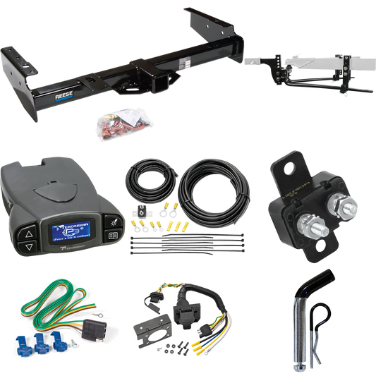 Fits 1992-1999 Chevrolet Suburban K2500 Trailer Hitch Tow PKG w/ 11.5K Round Bar Weight Distribution Hitch w/ 2-5/16" Ball + Pin/Clip + Tekonsha Prodigy P3 Brake Control + 7-Way RV Wiring By Reese Towpower