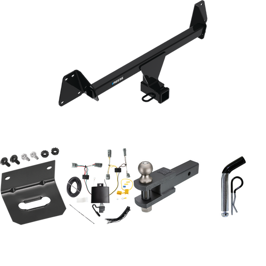 Fits 2022-2023 Toyota Corolla Cross Trailer Hitch Tow PKG w/ 4-Flat Wiring Harness + Clevis Hitch Ball Mount w/ 2" Ball + Pin/Clip + Wiring Bracket (Excludes: w/LED Taillights Models) By Reese Towpower