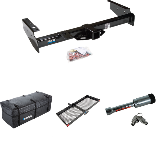 Fits 1992-1999 GMC Suburban C2500 Trailer Hitch Tow PKG w/ 48" x 20" Cargo Carrier + Cargo Bag + Hitch Lock By Reese Towpower