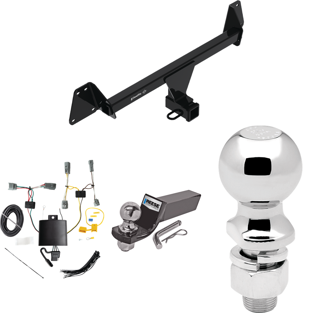 Fits 2022-2023 Toyota Corolla Cross Trailer Hitch Tow PKG w/ 4-Flat Wiring + Starter Kit Ball Mount w/ 2" Drop & 2" Ball + 2-5/16" Ball (Excludes: w/LED Taillights Models) By Draw-Tite