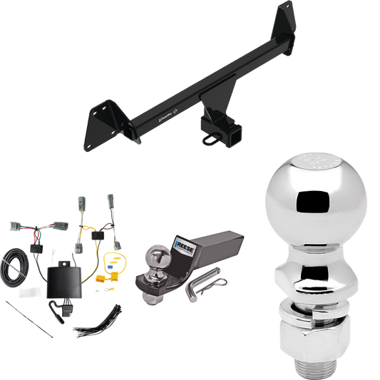 Fits 2022-2023 Toyota Corolla Cross Trailer Hitch Tow PKG w/ 4-Flat Wiring + Starter Kit Ball Mount w/ 2" Drop & 2" Ball + 2-5/16" Ball (Excludes: w/LED Taillights Models) By Draw-Tite