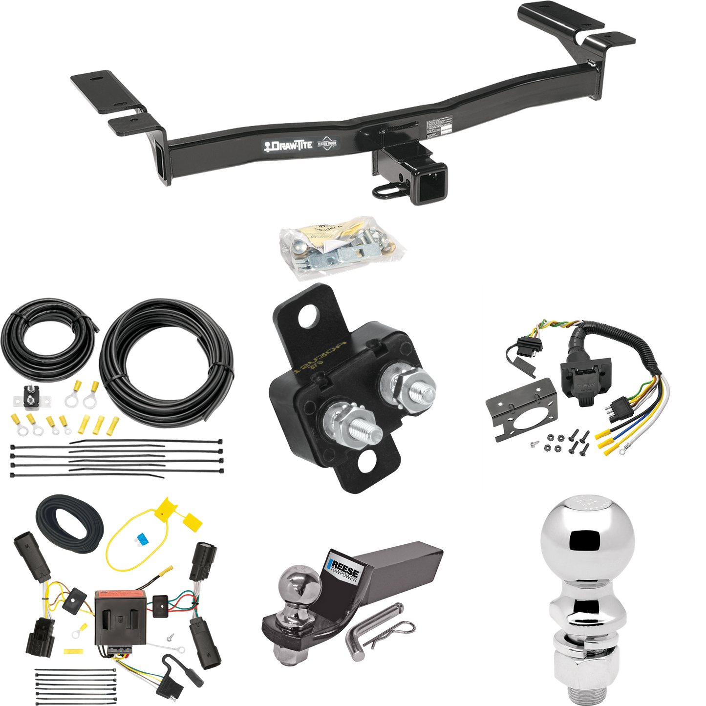 Se adapta al paquete de enganche de remolque Ford Edge 2011-2014 con cableado RV de 7 vías + bola de 2" y 2-5/16" + soporte de caída (excluye: modelos deportivos) de Draw-Tite