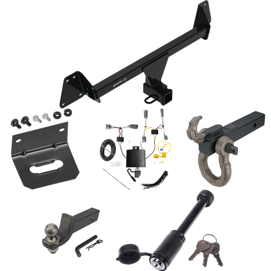 Fits 2022-2023 Toyota Corolla Cross Trailer Hitch Tow PKG w/ 4-Flat Wiring + Interlock Tactical Starter Kit w/ 2" Drop & 2" Ball + Tactical Hook & Shackle Mount + Tactical Dogbone Lock + Wiring Bracket (Excludes: w/LED Taillights Models) By Draw-Tite