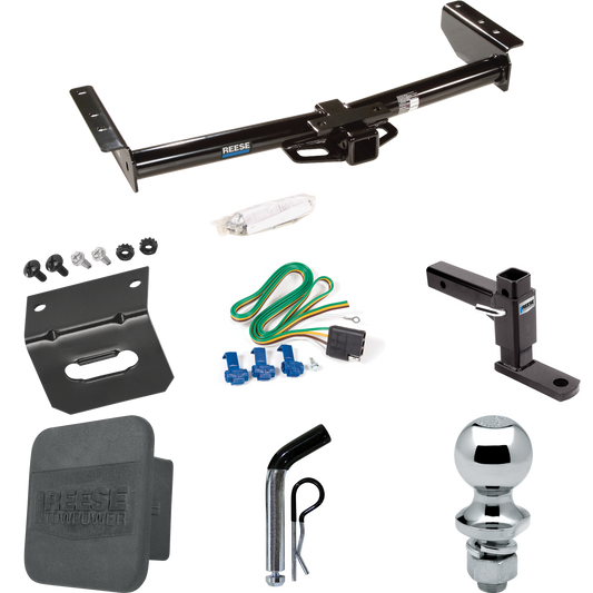 Fits 2002-2002 Cadillac Escalade EXT Trailer Hitch Tow PKG w/ 4-Flat Wiring + Adjustable Drop Rise Ball Mount + Pin/Clip + 1-7/8" Ball + Wiring Bracket + Hitch Cover By Reese Towpower