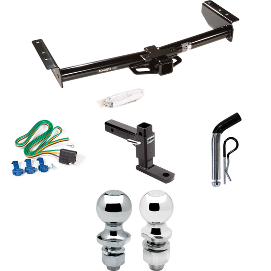 Fits 2002-2002 Cadillac Escalade EXT Trailer Hitch Tow PKG w/ 4-Flat Wiring + Adjustable Drop Rise Ball Mount + Pin/Clip + 2" Ball + 1-7/8" Ball By Draw-Tite