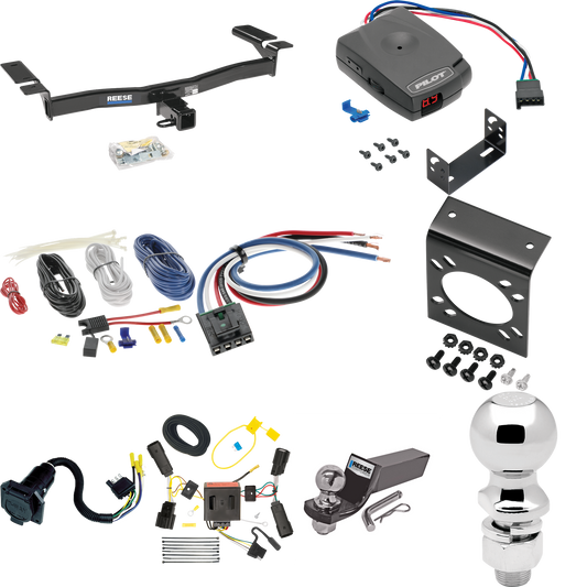 Fits 2011-2014 Ford Edge Trailer Hitch Tow PKG w/ Pro Series Pilot Brake Control + Generic BC Wiring Adapter + 7-Way RV Wiring + 2" & 2-5/16" Ball & Drop Mount (Excludes: Sport Models) By Reese Towpower