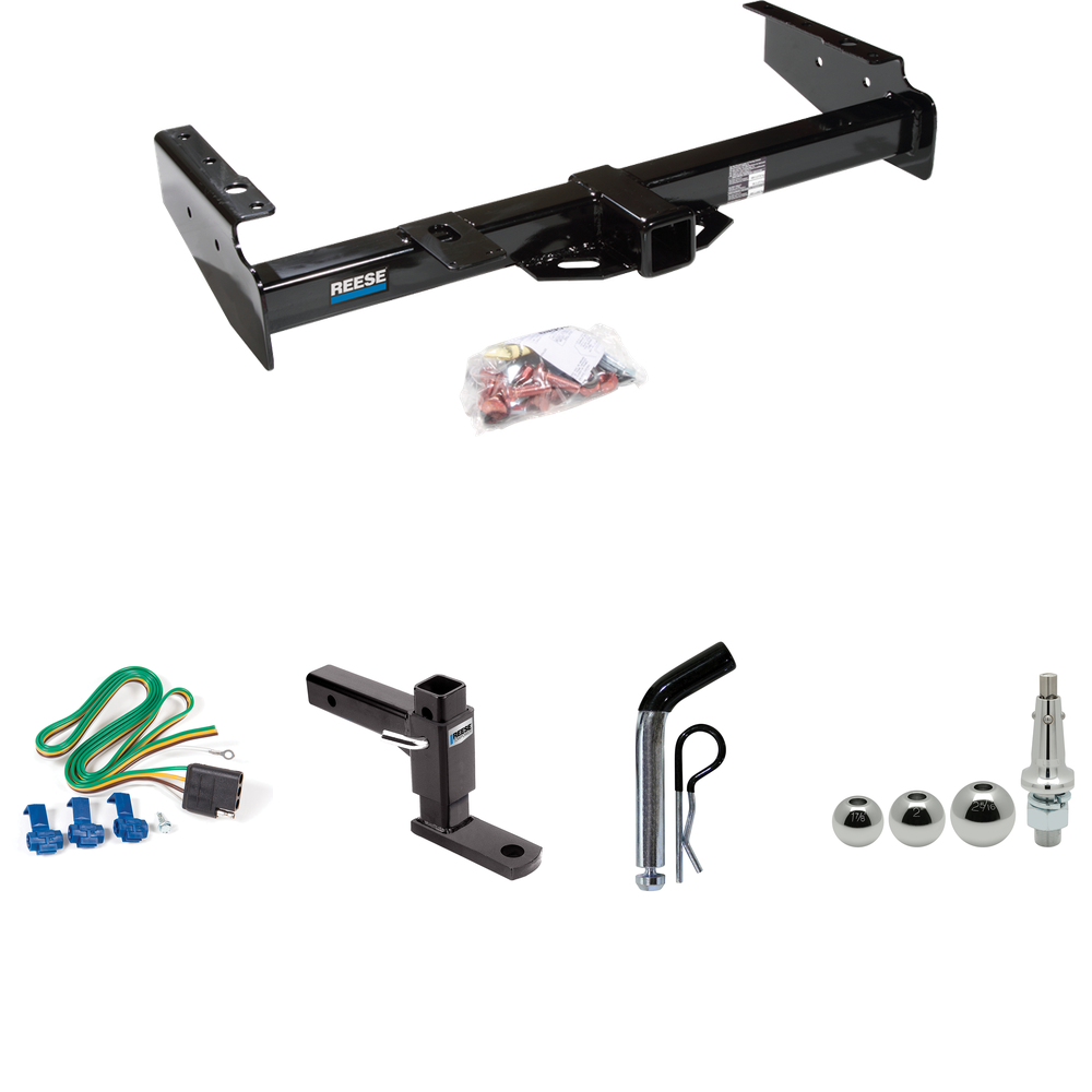 Se adapta al paquete de enganche de remolque Chevrolet Suburban C1500 1992-1999 con 4 cables planos + soporte de bola ajustable + pasador/clip + bolas intercambiables de 1-7/8", 2" y 2-5/16" de Reese Towpower