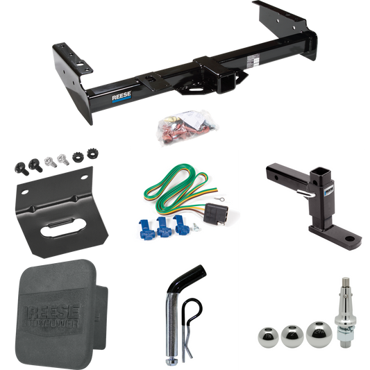 Se adapta al paquete de enganche de remolque Chevrolet Blazer 1992-1994 con 4 cables planos + soporte de bola ajustable + pasador/clip + bolas intercambiables de 1-7/8", 2" y 2-5/16" + soporte de cableado + enganche Portada de Reese Towpower