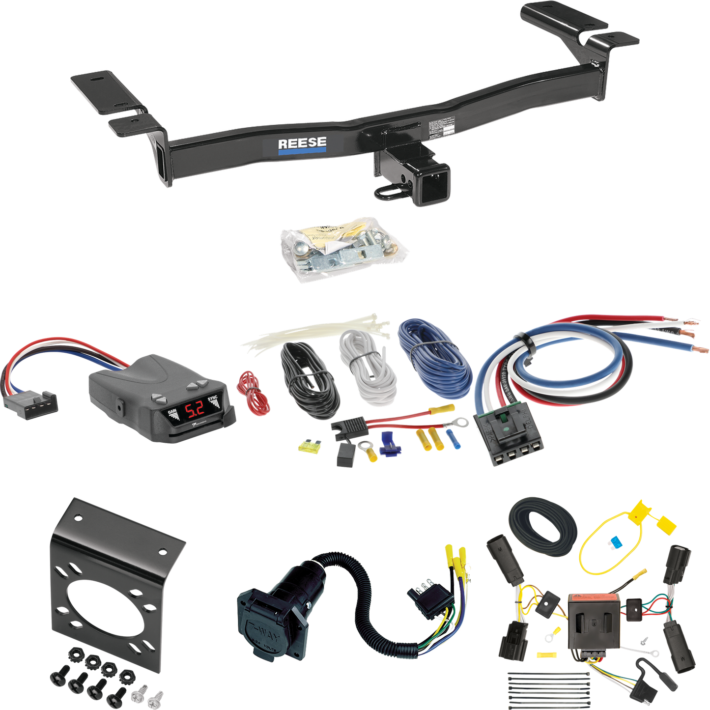 Se adapta al paquete de enganche de remolque Ford Edge 2011-2014 con control de freno Tekonsha Brakeman IV + adaptador de cableado BC genérico + cableado RV de 7 vías (excluye: modelos deportivos) de Reese Towpower