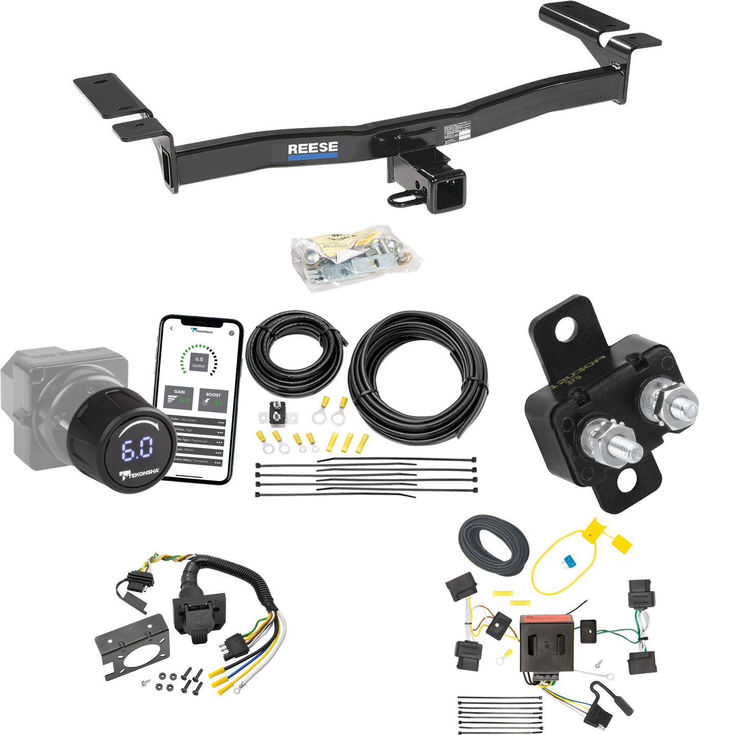 Fits 2007-2010 Lincoln MKX Trailer Hitch Tow PKG w/ Tekonsha Prodigy iD Bluetooth Wireless Brake Control + 7-Way RV Wiring By Reese Towpower