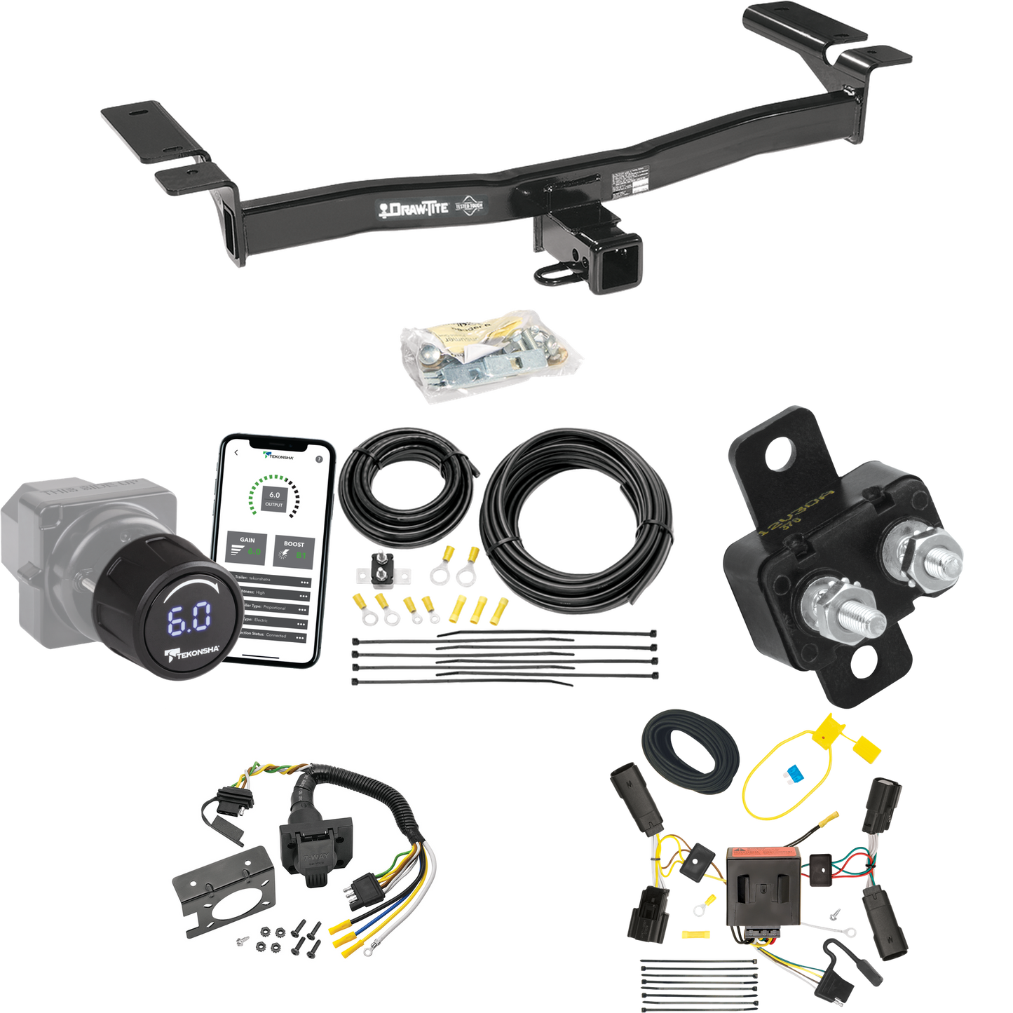 Se adapta al paquete de remolque con enganche para remolque Ford Edge 2011-2014 con control de freno inalámbrico Bluetooth Tekonsha Prodigy iD + cableado RV de 7 vías (excluye: modelos deportivos) de Draw-Tite