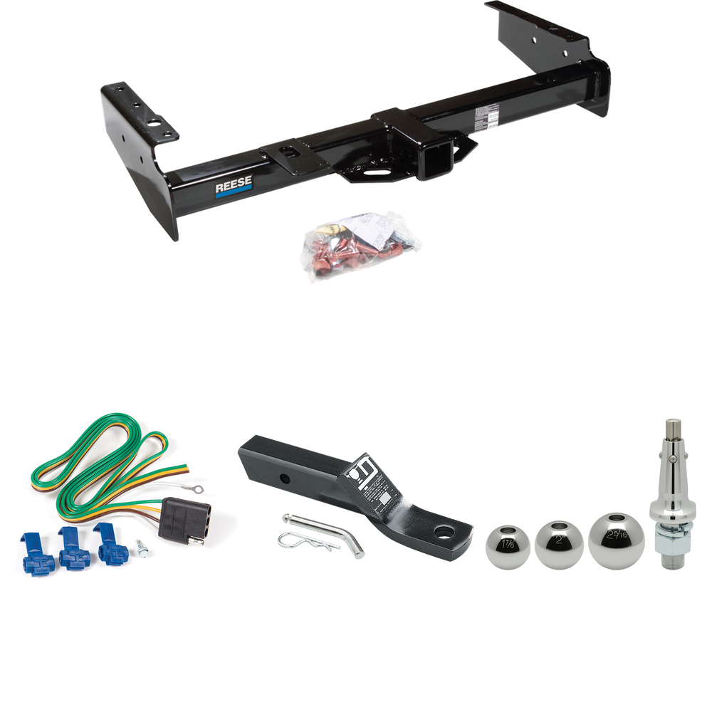 Se adapta al paquete de remolque con enganche para remolque Chevrolet Suburban C2500 1992-1999 con 4 cables planos + soporte de bola con caída de 2" + bola intercambiable de 1-7/8" y 2" y 2-5/16" de Reese Towpower