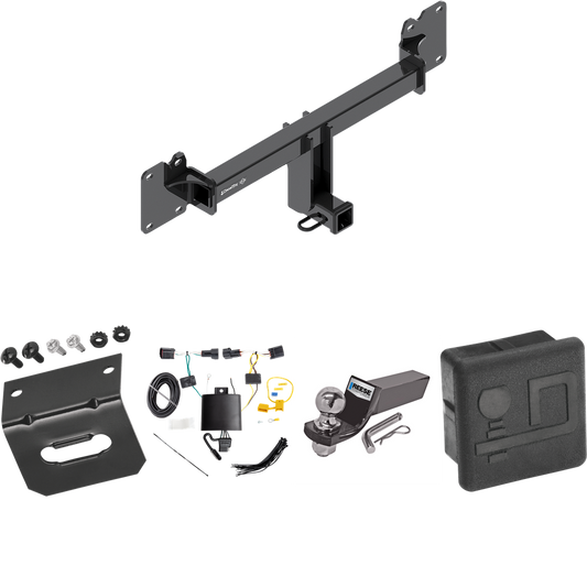 Fits 2017-2021 Jaguar F-Pace Trailer Hitch Tow PKG w/ 4-Flat Wiring + Starter Kit Ball Mount w/ 2" Drop & 2" Ball + Wiring Bracket + Hitch Cover By Draw-Tite