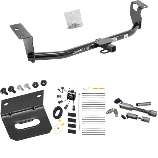 Fits 2008-2008 Toyota Corolla Trailer Hitch Tow PKG w/ 4-Flat Zero Contact "No Splice" Wiring Harness + Wiring Bracket + Dual Hitch & Coupler Locks By Draw-Tite