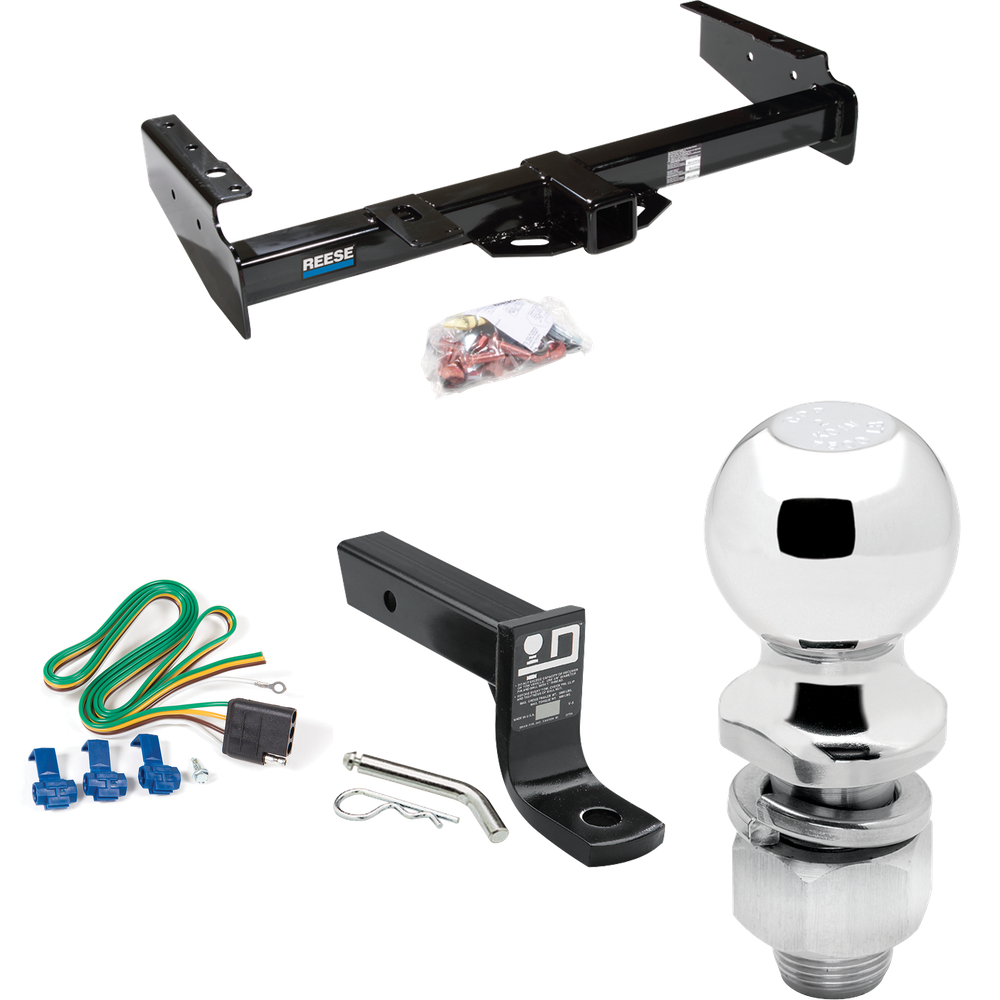 Fits 1992-1999 GMC Suburban C1500 Trailer Hitch Tow PKG w/ 4-Flat Wiring + Ball Mount w/ 4" Drop + 2" Ball By Reese Towpower