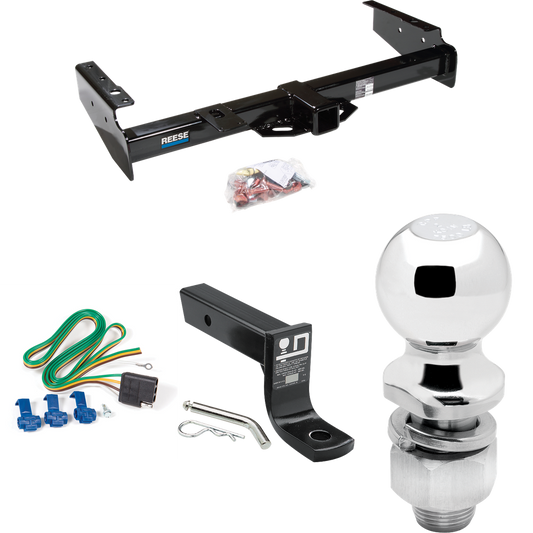 Fits 1992-1999 GMC Suburban C1500 Trailer Hitch Tow PKG w/ 4-Flat Wiring + Ball Mount w/ 4" Drop + 2" Ball By Reese Towpower