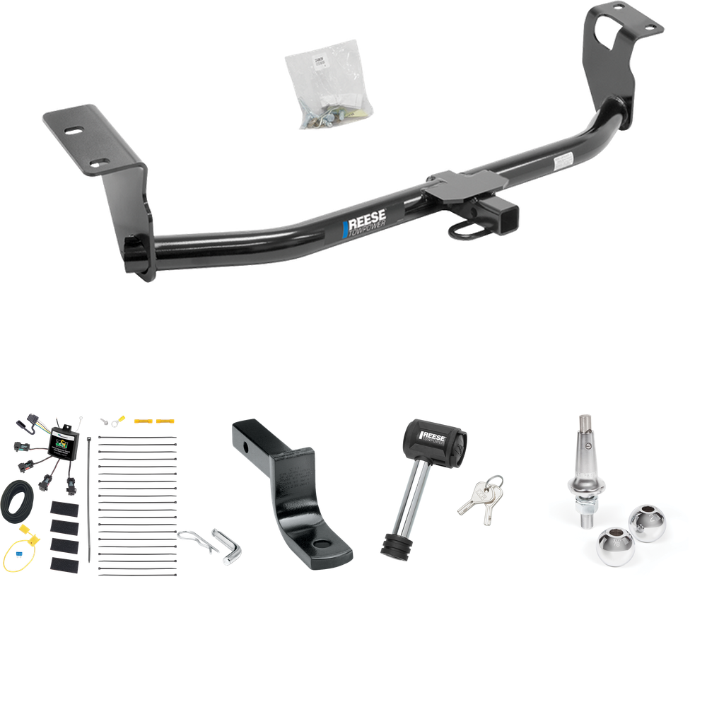 Fits 2008-2008 Toyota Corolla Trailer Hitch Tow PKG w/ 4-Flat Zero Contact "No Splice" Wiring Harness + Draw-Bar + Interchangeable 1-7/8" & 2" Balls + Hitch Lock By Reese Towpower