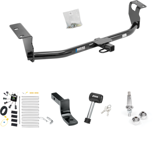 Fits 2008-2008 Toyota Corolla Trailer Hitch Tow PKG w/ 4-Flat Zero Contact "No Splice" Wiring Harness + Draw-Bar + Interchangeable 1-7/8" & 2" Balls + Hitch Lock By Reese Towpower