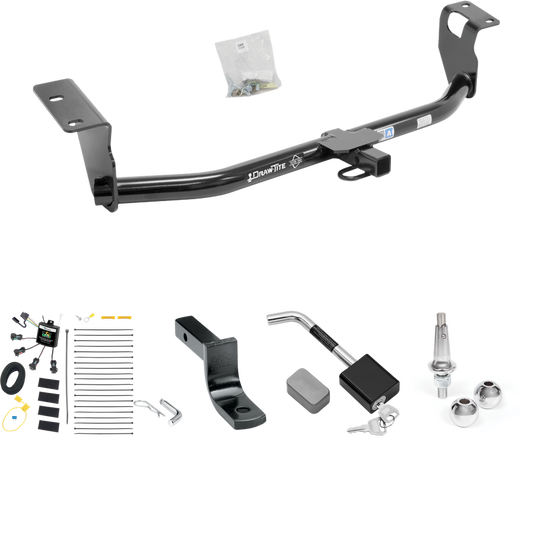 Fits 2008-2008 Toyota Corolla Trailer Hitch Tow PKG w/ 4-Flat Zero Contact "No Splice" Wiring Harness + Draw-Bar + Interchangeable 1-7/8" & 2" Balls + Hitch Lock By Draw-Tite