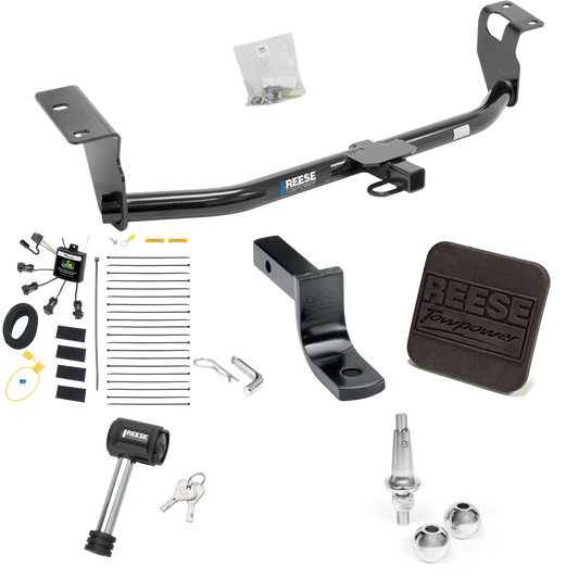 Fits 2008-2008 Toyota Corolla Trailer Hitch Tow PKG w/ 4-Flat Zero Contact "No Splice" Wiring Harness + Draw-Bar + Interchangeable 1-7/8" & 2" Balls + Hitch Cover + Hitch Lock By Reese Towpower