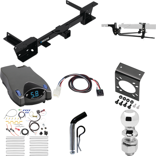 Fits 2023-2023 Subaru Ascent Trailer Hitch Tow PKG w/ 6K Round Bar Weight Distribution Hitch w/ 2-5/16" Ball + 2" Ball + Pin/Clip + Tekonsha Prodigy P2 Brake Control + Plug & Play BC Adapter + 7-Way RV Wiring By Reese Towpower