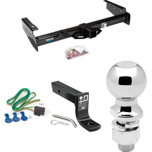 Fits 1992-1999 GMC Suburban C1500 Trailer Hitch Tow PKG w/ 4-Flat Wiring + Ball Mount w/ 4" Drop + 2-5/16" Ball By Reese Towpower