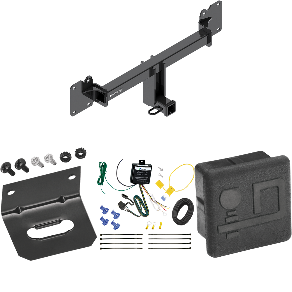 Fits 2022-2023 Jaguar F-Pace Trailer Hitch Tow PKG w/ 4-Flat Wiring Harness + Wiring Bracket + Hitch Cover By Draw-Tite