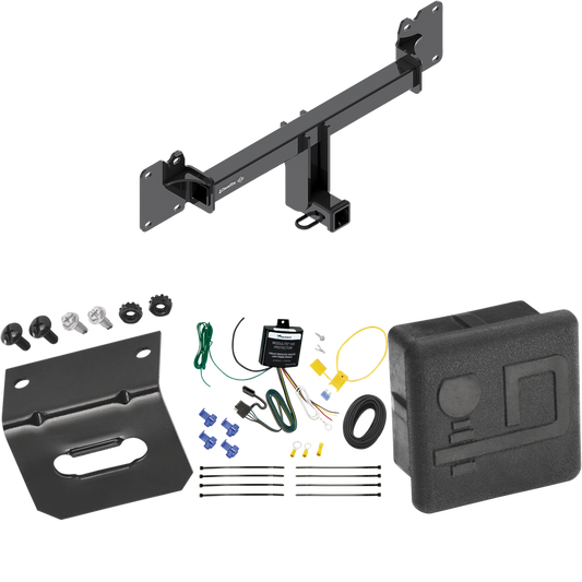 Fits 2022-2023 Jaguar F-Pace Trailer Hitch Tow PKG w/ 4-Flat Wiring Harness + Wiring Bracket + Hitch Cover By Draw-Tite