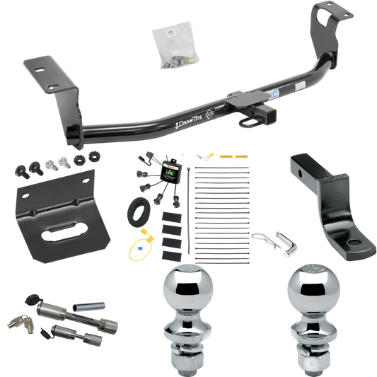 Fits 2008-2008 Toyota Corolla Trailer Hitch Tow PKG w/ 4-Flat Zero Contact "No Splice" Wiring Harness + Draw-Bar + 1-7/8" + 2" Ball + Wiring Bracket + Dual Hitch & Coupler Locks By Draw-Tite