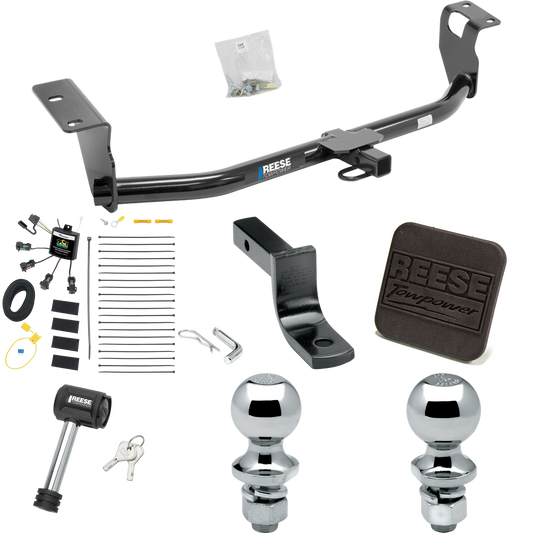 Fits 2008-2008 Toyota Corolla Trailer Hitch Tow PKG w/ 4-Flat Zero Contact "No Splice" Wiring Harness + Draw-Bar + 1-7/8" + 2" Ball + Hitch Cover + Hitch Lock By Reese Towpower