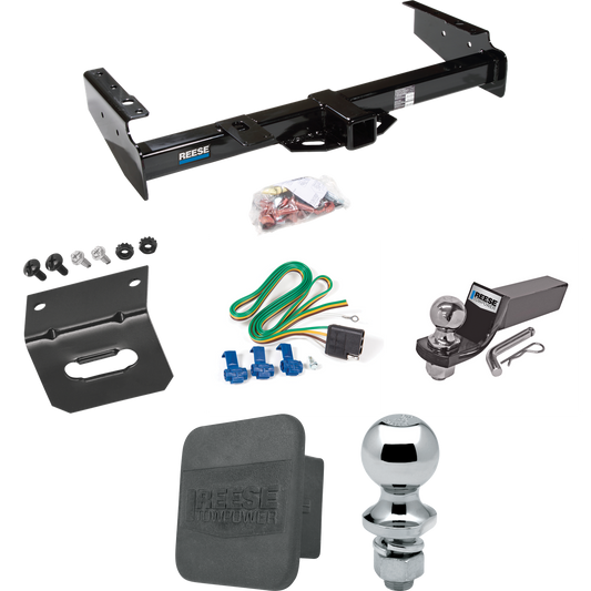 Se adapta al paquete de enganche de remolque GMC Yukon Denali 1999-2000 con cableado plano de 4 + kit de montaje de bola de inicio con caída de 2" y bola de 2" + bola de 1-7/8" + soporte de cableado + cubierta de enganche de Reese Towpower