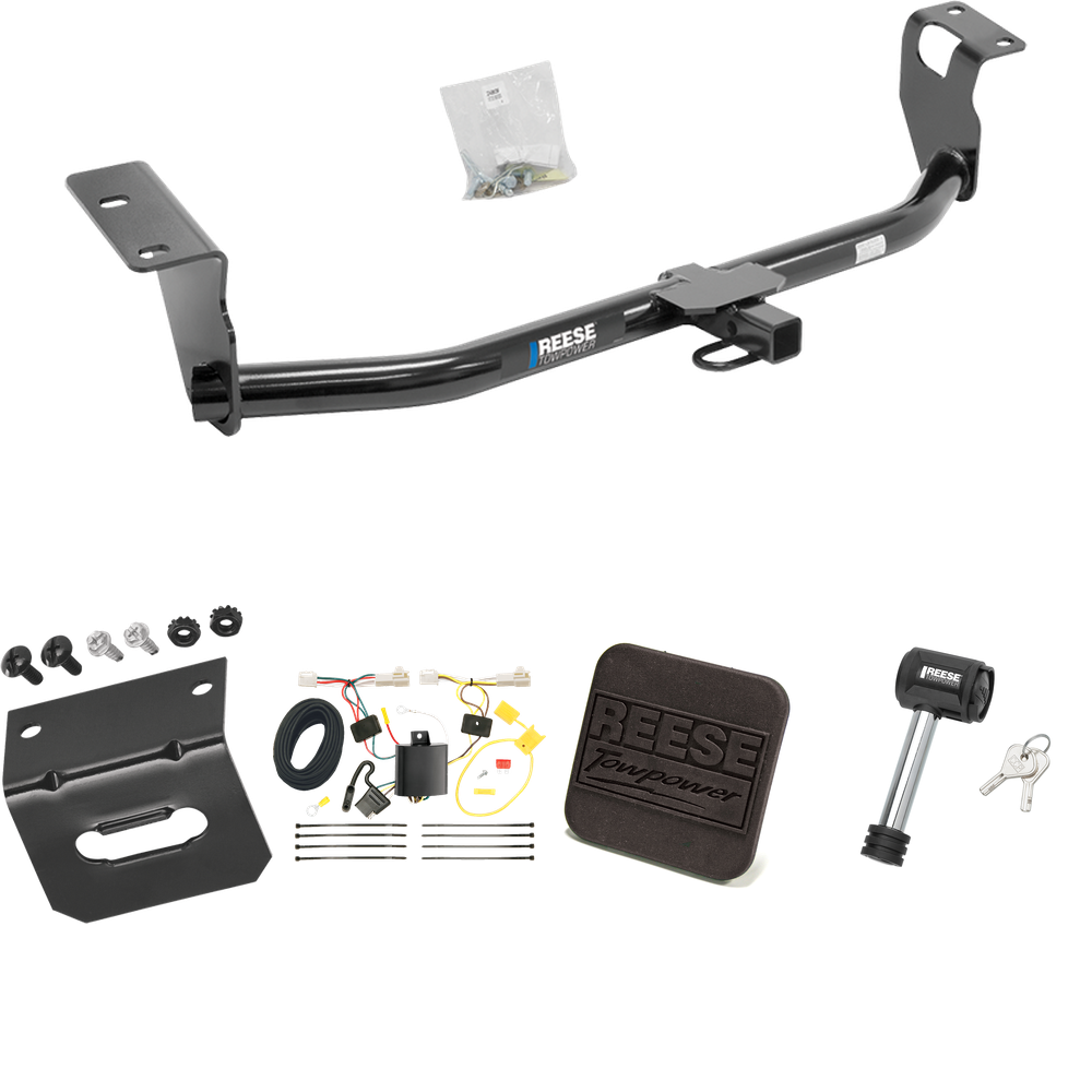 Fits 2009-2013 Toyota Corolla Trailer Hitch Tow PKG w/ 4-Flat Wiring Harness + Hitch Cover + Hitch Lock By Reese Towpower