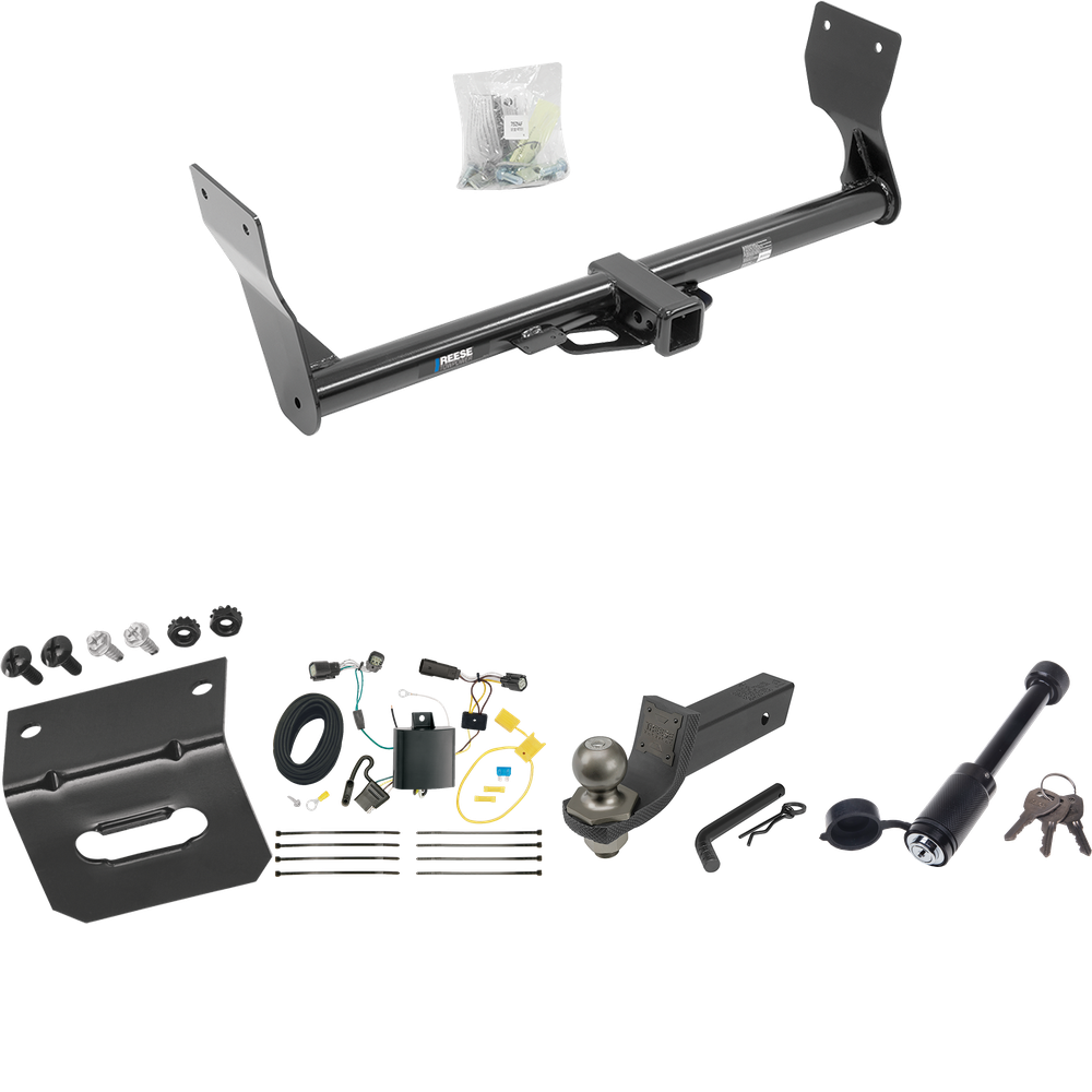 Fits 2015-2018 Ford Edge Trailer Hitch Tow PKG w/ 4-Flat Wiring + Interlock Tactical Starter Kit w/ 2" Drop & 2" Ball + Tactical Dogbone Lock + Wiring Bracket (Excludes: Sport & Titanium Models) By Reese Towpower