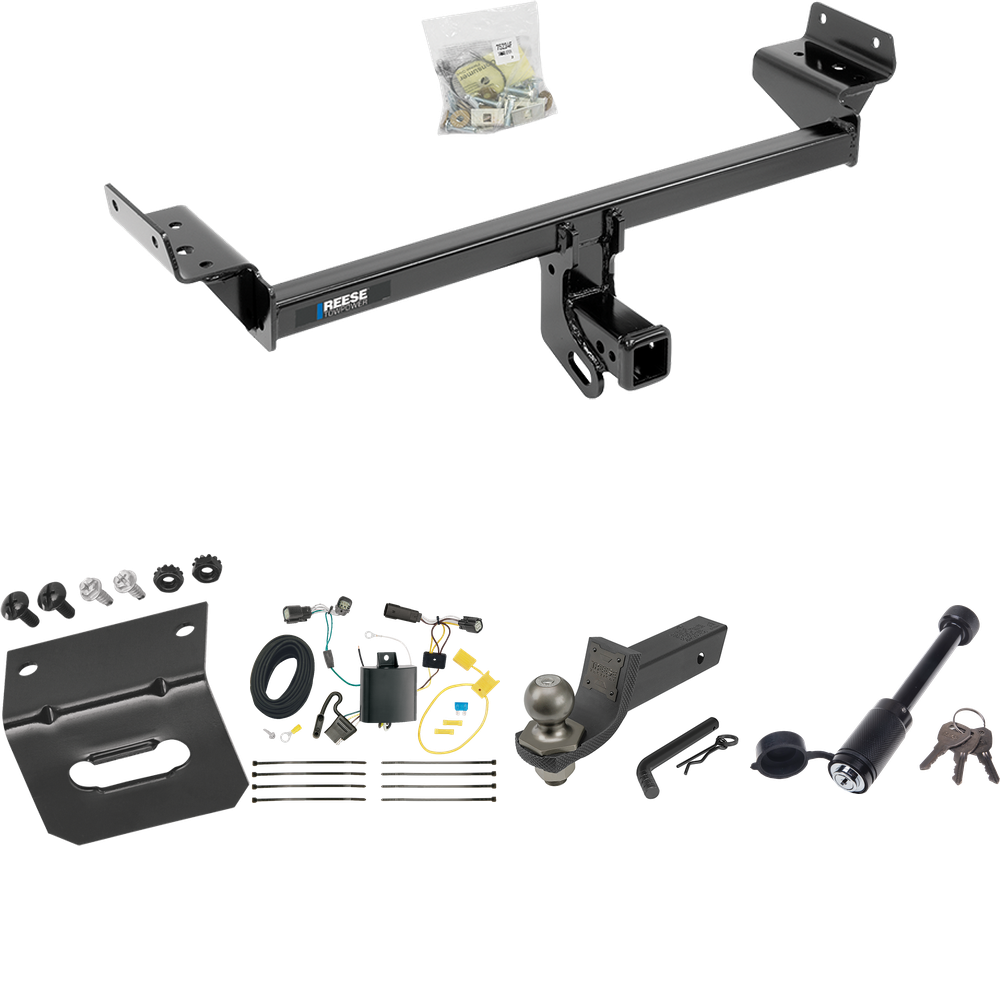 Fits 2015-2018 Ford Edge Trailer Hitch Tow PKG w/ 4-Flat Wiring + Interlock Tactical Starter Kit w/ 2" Drop & 2" Ball + Tactical Dogbone Lock + Wiring Bracket (Excludes: Sport & Titanium Models) By Reese Towpower