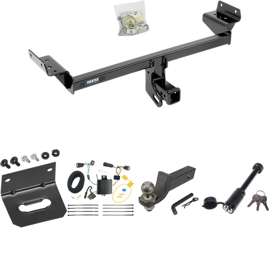 Fits 2015-2018 Ford Edge Trailer Hitch Tow PKG w/ 4-Flat Wiring + Interlock Tactical Starter Kit w/ 2" Drop & 2" Ball + Tactical Dogbone Lock + Wiring Bracket (Excludes: Sport & Titanium Models) By Reese Towpower