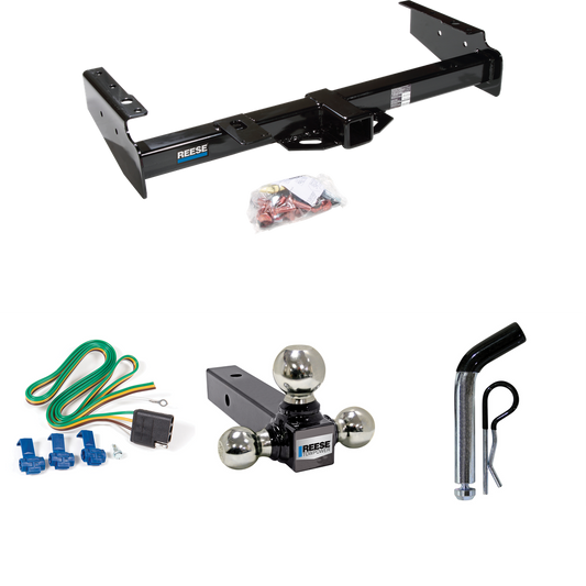 Se adapta al paquete de enganche de remolque GMC Suburban K2500 1992-1999 con 4 cables planos + soporte de bola triple de bolas de remolque de 1-7/8" y 2" y 2-5/16" + pasador/clip de Reese Towpower