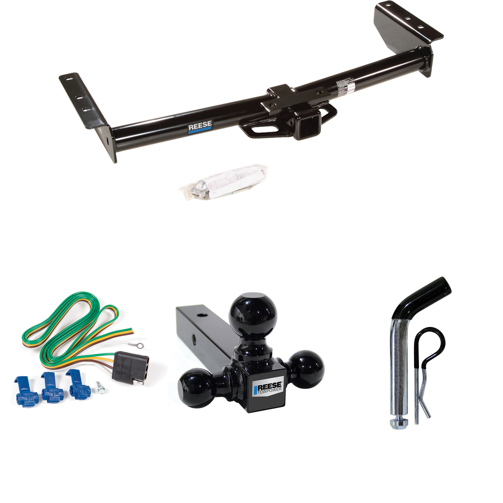 Fits 2002-2002 Cadillac Escalade EXT Trailer Hitch Tow PKG w/ 4-Flat Wiring + Triple Ball Ball Mount 1-7/8" & 2" & 2-5/16" Trailer Balls + Pin/Clip By Reese Towpower