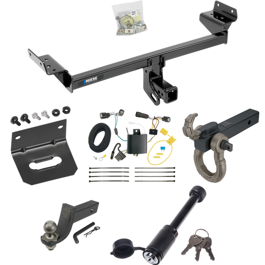 Fits 2015-2018 Ford Edge Trailer Hitch Tow PKG w/ 4-Flat Wiring + Interlock Tactical Starter Kit w/ 3-1/4" Drop & 2" Ball + Tactical Hook & Shackle Mount + Tactical Dogbone Lock + Wiring Bracket (Excludes: Sport & Titanium Models) By Reese Towpower