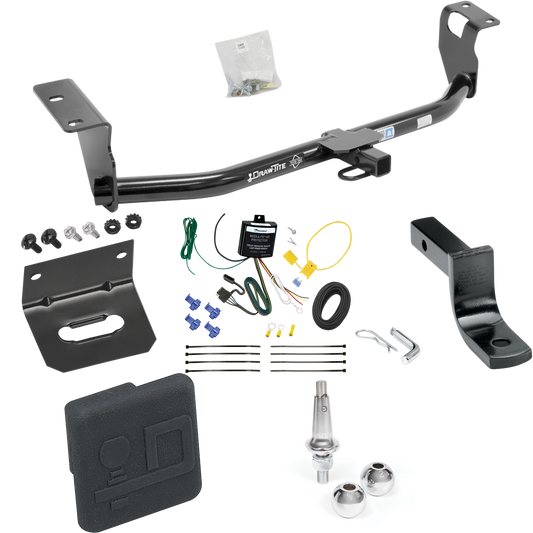 Fits 2008-2008 Toyota Corolla Trailer Hitch Tow PKG w/ 4-Flat Wiring Harness + Draw-Bar + Interchangeable 1-7/8" & 2" Balls + Wiring Bracket + Hitch Cover By Draw-Tite