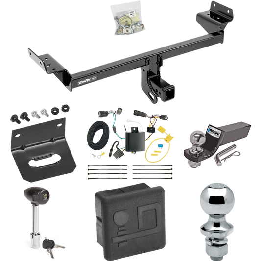 Fits 2015-2018 Ford Edge Trailer Hitch Tow PKG w/ 4-Flat Wiring + Starter Kit Ball Mount w/ 2" Drop & 2" Ball + 1-7/8" Ball + Wiring Bracket + Hitch Lock + Hitch Cover (Excludes: Sport & Titanium Models) By Draw-Tite