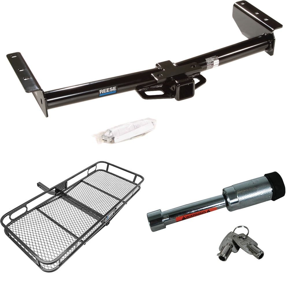 Fits 2002-2002 Cadillac Escalade EXT Trailer Hitch Tow PKG w/ 60" x 24" Cargo Carrier + Hitch Lock By Reese Towpower