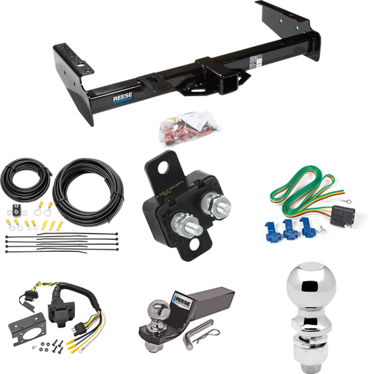 Fits 1995-2000 Chevrolet Tahoe Trailer Hitch Tow PKG w/ 7-Way RV Wiring + 2" & 2-5/16" Ball + Drop Mount By Reese Towpower