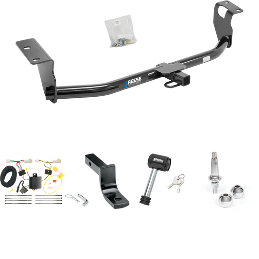 Se adapta al paquete de enganche de remolque Toyota Corolla 2009-2013 con arnés de cableado plano de 4 + barra de tracción + bolas intercambiables de 1-7/8" y 2" + bloqueo de enganche de Reese Towpower