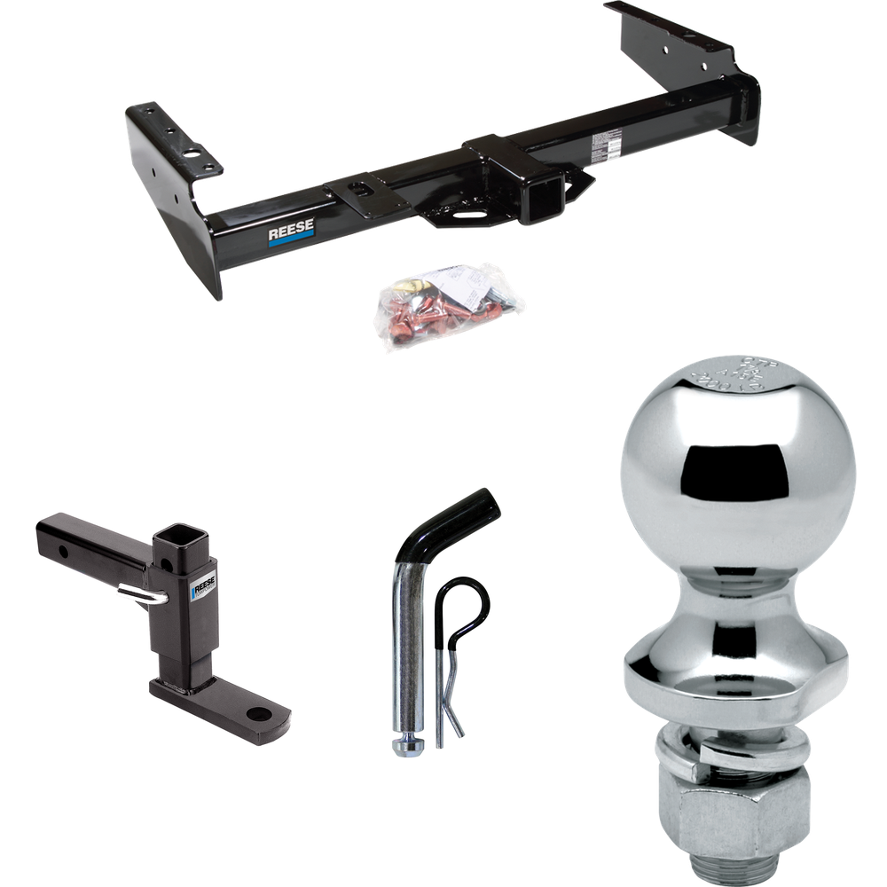 Fits 1999-2000 GMC Yukon Denali Trailer Hitch Tow PKG w/ Adjustable Drop Rise Ball Mount + Pin/Clip + 1-7/8" Ball By Reese Towpower