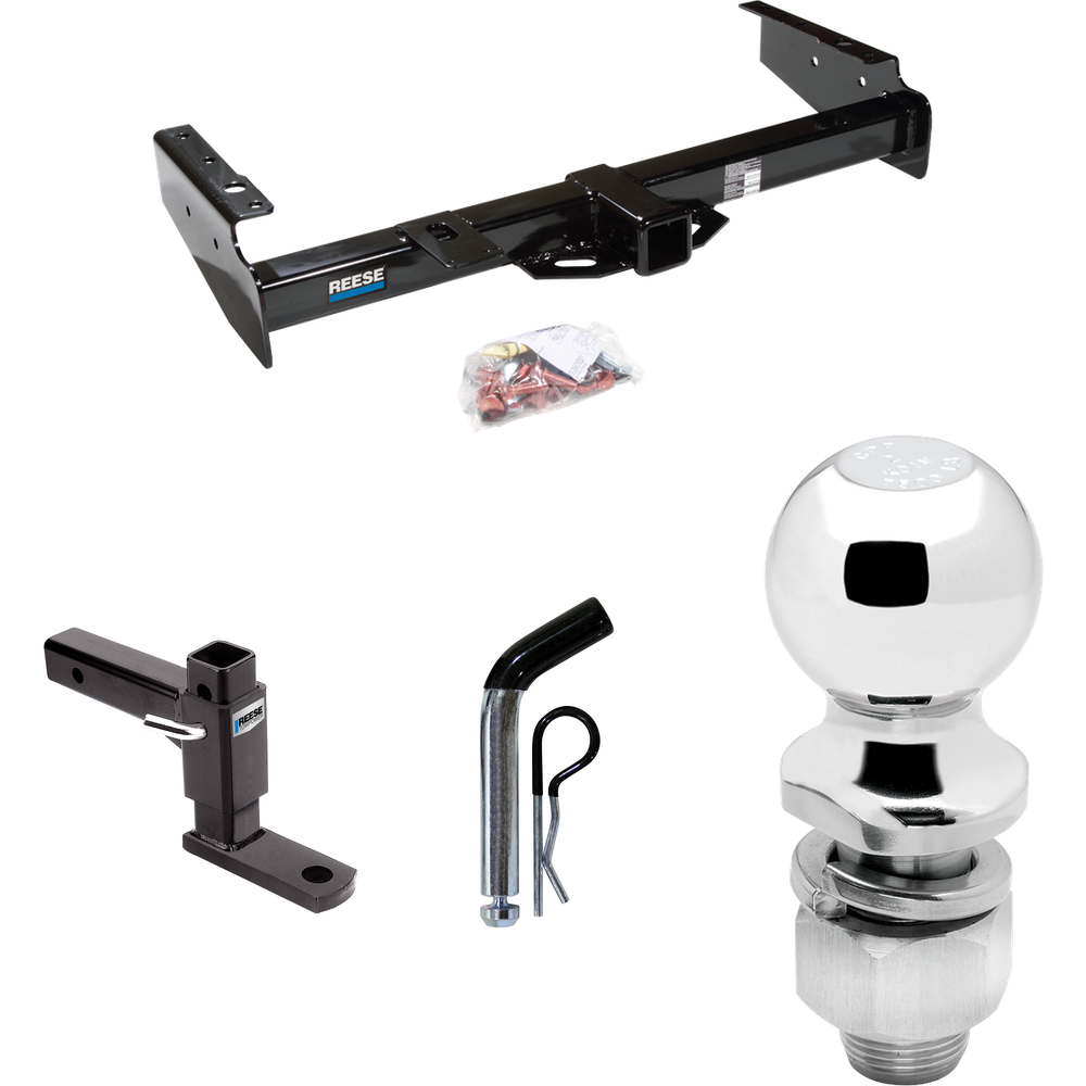 Fits 1992-1999 GMC Suburban K1500 Trailer Hitch Tow PKG w/ Adjustable Drop Rise Ball Mount + Pin/Clip + 2" Ball By Reese Towpower