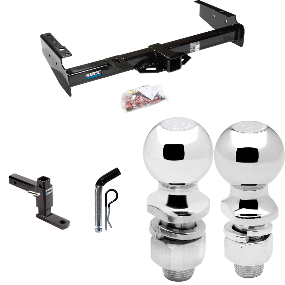 Fits 1992-1999 GMC Suburban K1500 Trailer Hitch Tow PKG w/ Adjustable Drop Rise Ball Mount + Pin/Clip + 2" Ball + 2-5/16" Ball By Reese Towpower