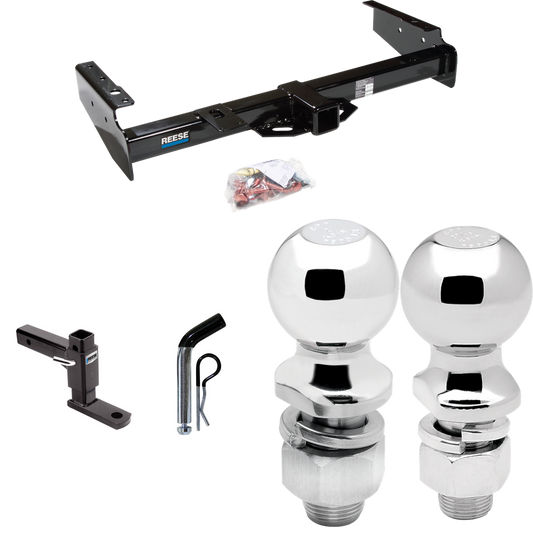 Fits 1992-1999 GMC Suburban K1500 Trailer Hitch Tow PKG w/ Adjustable Drop Rise Ball Mount + Pin/Clip + 2" Ball + 2-5/16" Ball By Reese Towpower