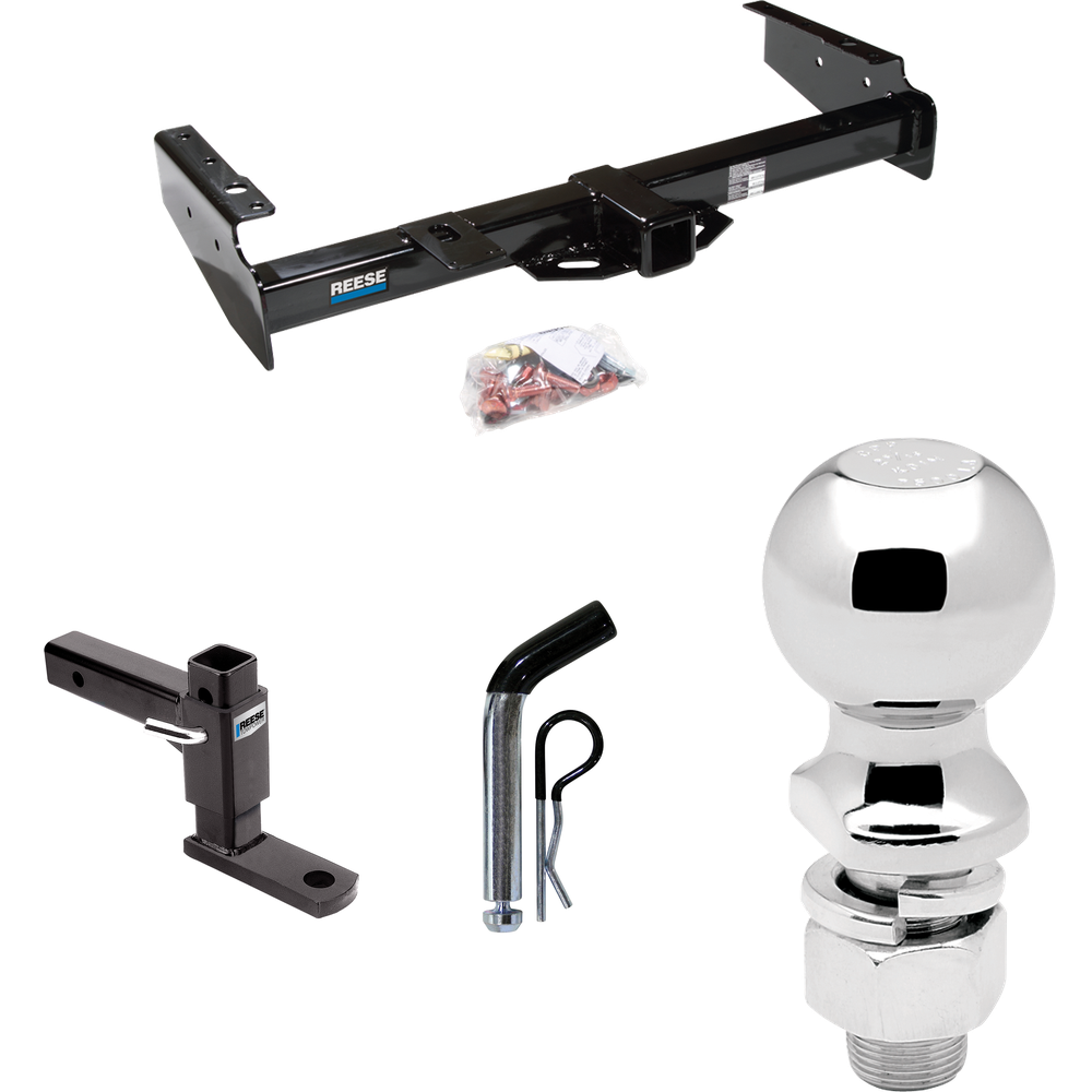 Fits 1992-2000 GMC Yukon Trailer Hitch Tow PKG w/ Adjustable Drop Rise Ball Mount + Pin/Clip + 2-5/16" Ball By Reese Towpower