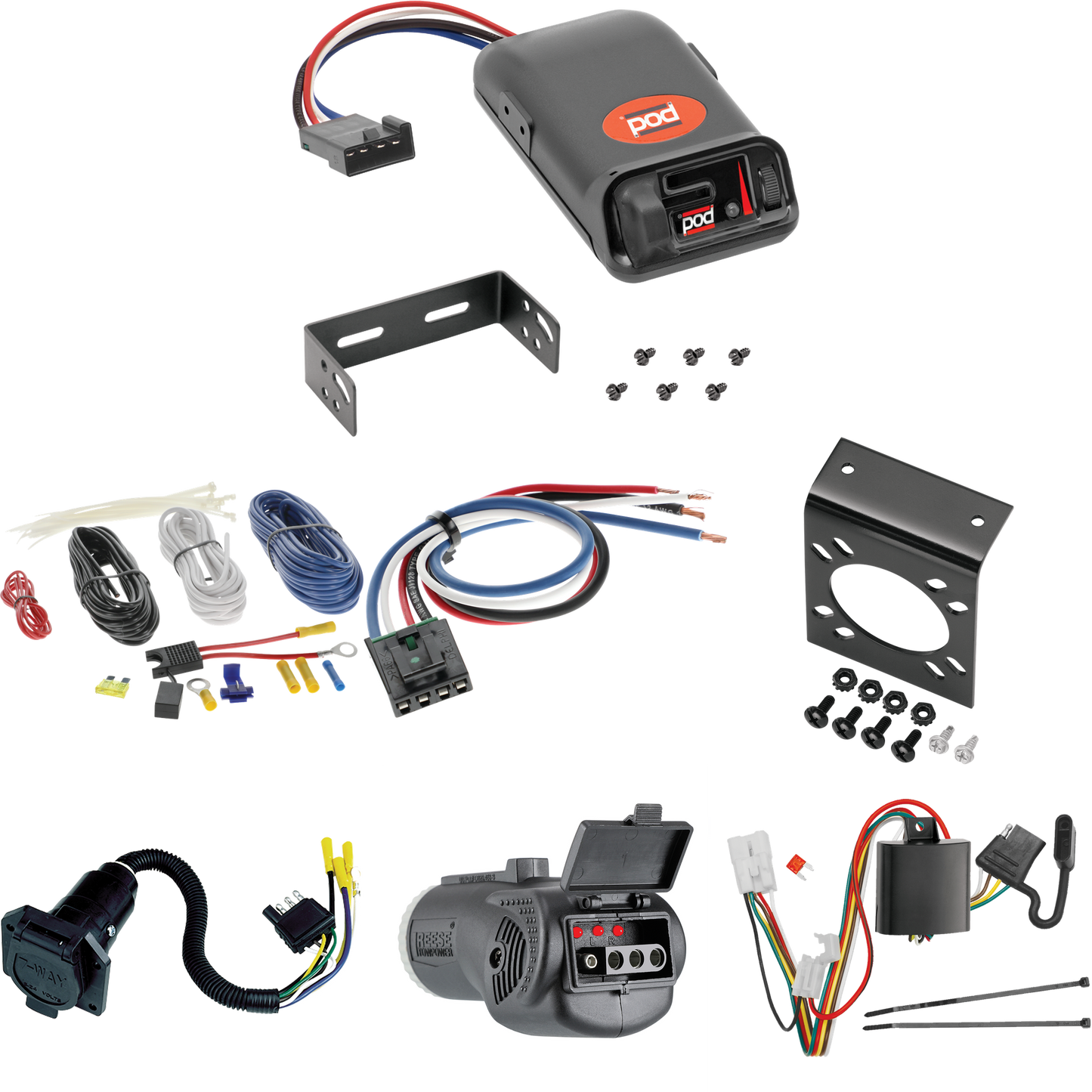 Fits 2013-2015 Subaru XV Crosstrek 7-Way RV Wiring + Pro Series POD Brake Control + Generic BC Wiring Adapter + 2 in 1 Tester & 7-Way to 4-Way Adapter (Excludes: Hybrid Models) By Tekonsha