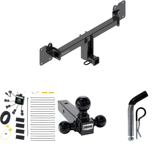 Fits 2022-2023 Jaguar F-Pace Trailer Hitch Tow PKG w/ 4-Flat Zero Contact "No Splice" Wiring + Triple Ball Ball Mount 1-7/8" & 2" & 2-5/16" Trailer Balls + Pin/Clip By Draw-Tite